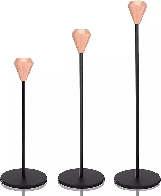 Set di 3 portacandele oro rosa decorazione casa (9 e 10,6 e 12,6 pollici)