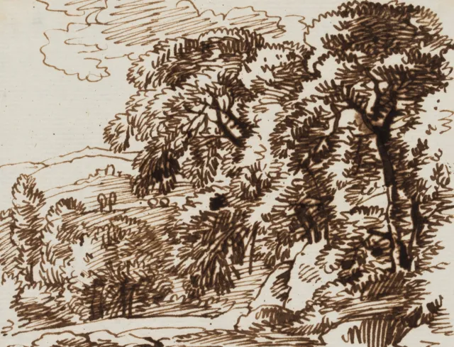 F. KOBELL (1749-1822), Baumstück, Federzeichnung Rokoko Landschaft 1700-1749