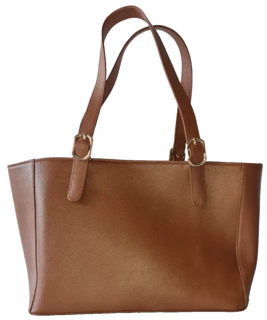 Ladies Genuine Cow grain leather Handbag, Large, Color: Brown