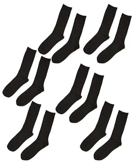 6 Pairs Mens Black Sports Athletic Work Crew Cotton Socks Size 10-13