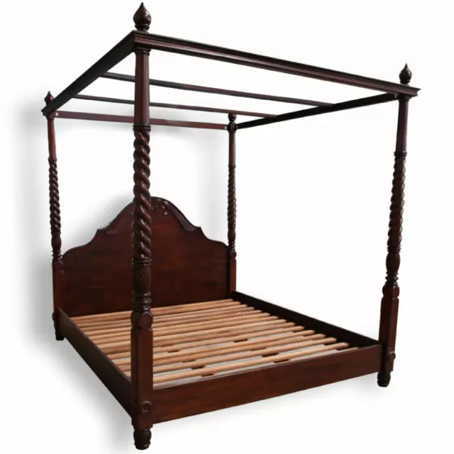 Solid Mahogany Wood Colonial 4 Poster Bed Queen King size Antique style