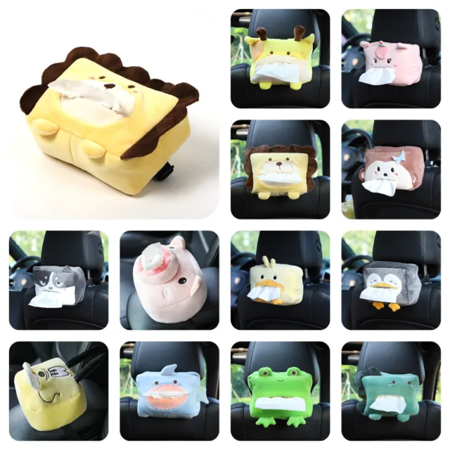 ADORABLE CAR TISSUE Box Cover Cartoon Animal Design Plush Material