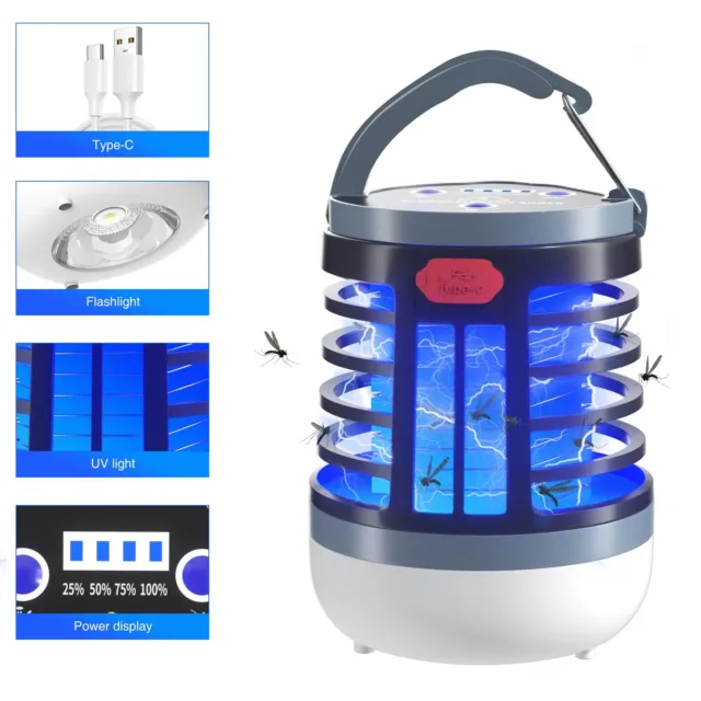 Rechargeable Indoor Mini Multifunctional Mosquito Control Lamp With Usb Cable AU