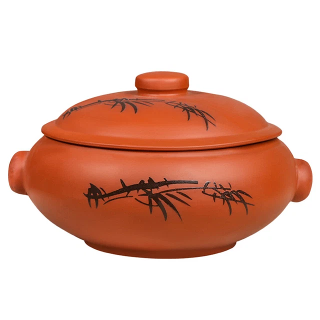 Pentola In Terracotta 900ml Con Coperchio - Per Stufati, Zuppe E Forno, Antiaderente E Pratica