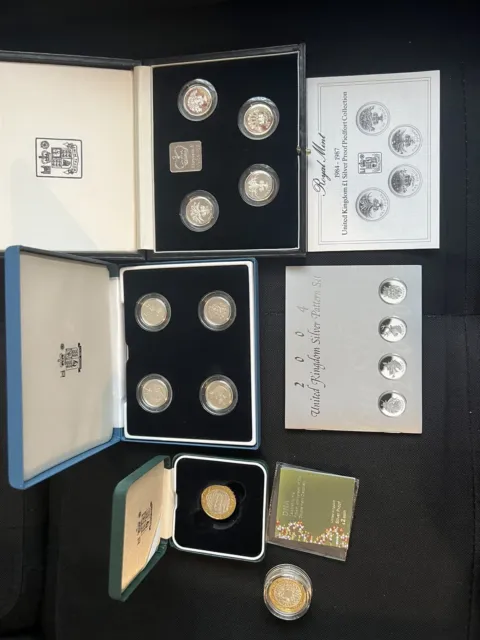 silver proof piedfort one pound coins Bundle