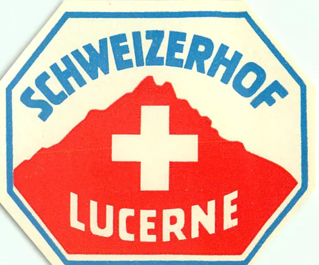 Luzern / Lucerne Switzerland Hotel Schweizerhof Vintage Luggage Label