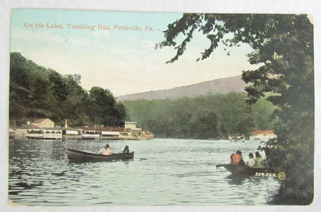 Antique 1908 Postcard On The Lake Tumbling Run Pottsville Pa