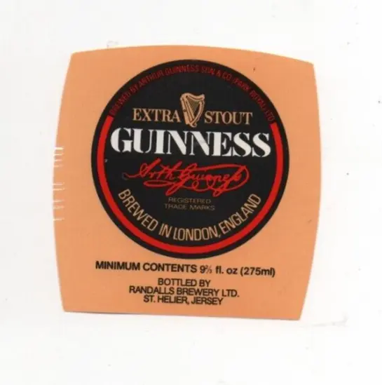 Jersey - Vintage Guinness Label - Randall's Brewery, St. Helier