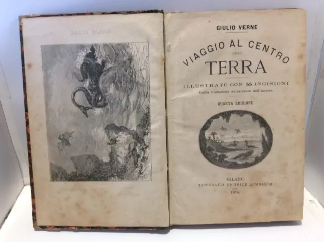 Viaggio Al Centro Della Terra ,Giulio Verne ,Tipografia Editrice Lombarda 1874-=