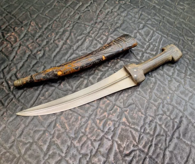 Antique Arabian Dagger Jambiya Khanjar 9.5 DAMASCUS HANDMADE  Knife HORN HANDLE