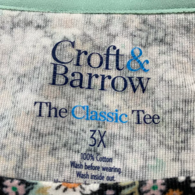 CROFT AND BARROW Blouse Womens 3X Top Floral Long Sleeve Classic Tee 3