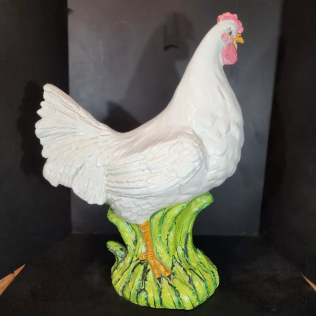 Vintage Intrada 24” Ceramic Rooster Majolica Italy Chicken Poultry Sculpture