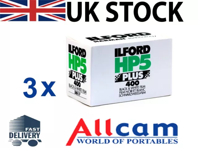 3 Pack: Ilford HP5 Plus 400 35mm 36 Exposure Black & White Negative Film *New