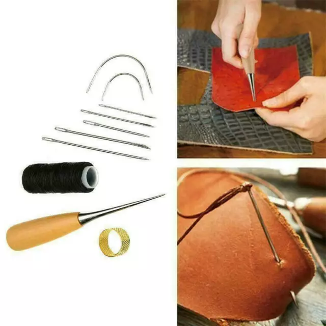 10Stück Leder Handwerk Werkzeug Leder Nähen Set Nadeln Nähen Wachsfaden Set