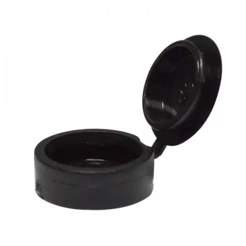 Black Plastic Fold Over Hinged Screw Cover Caps Packs 10 To 10,000 Small 6G - 8G