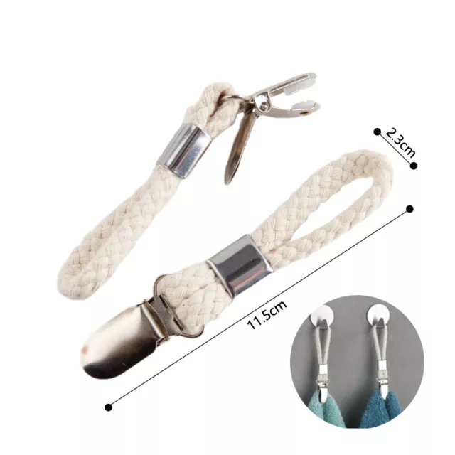 Braided Cotton Loop Towel Clip With Metal Clamp Multipurpose Cloth Hanger Fol#w#