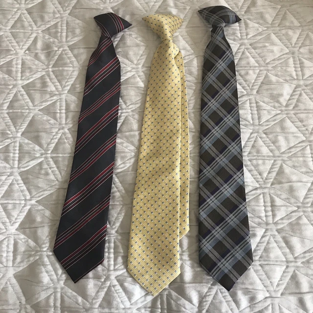 Youth Boys Clip-On Neck Ties, Lot of 3