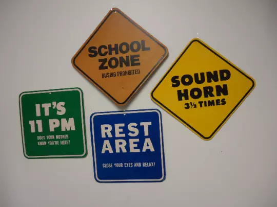 VINTAGE CHILDREN SCHOOL traffic zone road signs cardboard learning ...
