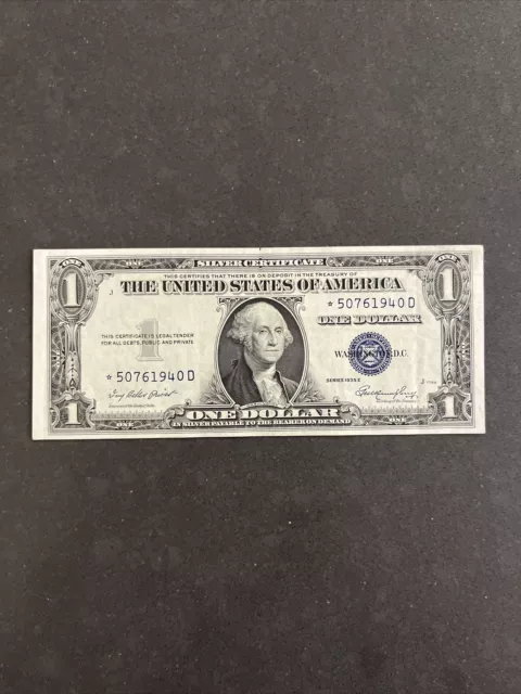1935E $1 Silver Certificate Uncirculated Unc Fr 1614 Block Star D*