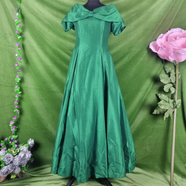 Vintage 1980s Green Bridesmaid Evening Ballgown Dress 10