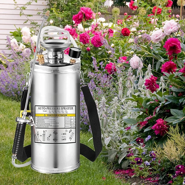 2Gal Stainless Steel Pump up Sprayer Reinforced Hose, Hand Pump Sprayer with Pre