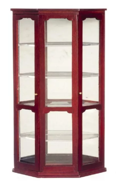 Dolls House Mahogany Mirrored China Cabinet Curio Shop Display Case Furniture