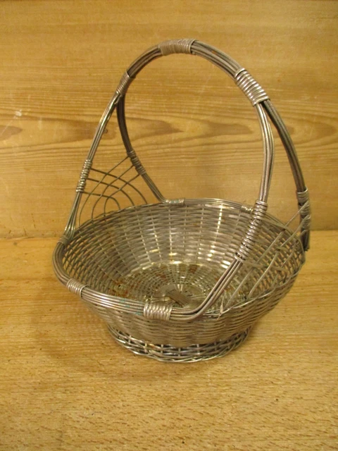 uralt Art Dèco Oster Drahtkorb mit Henkel Eierkorb Osterei Präsent Geschenk 1920