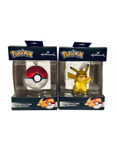 Nintendo Pokemon - Pikachu & Poke Ball Christmas Tree Ornaments by Hallmark -NIB