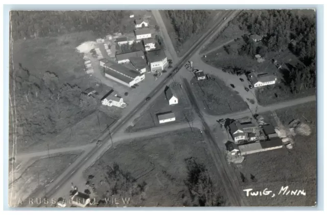 c1940's Russ Aerial View Airplane Twig Minnesota MN RPPC Photo Vintage Postcard