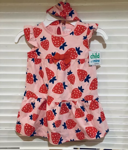 Carters Infant Girl 18 Mos 2 PC Strawberry Dress & Panty Set NWT