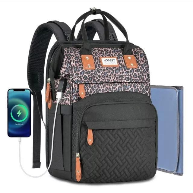 Baby Diaper Bag Backpack - Diaper Bag with Enclosed Changing Station, Cheetah Pr