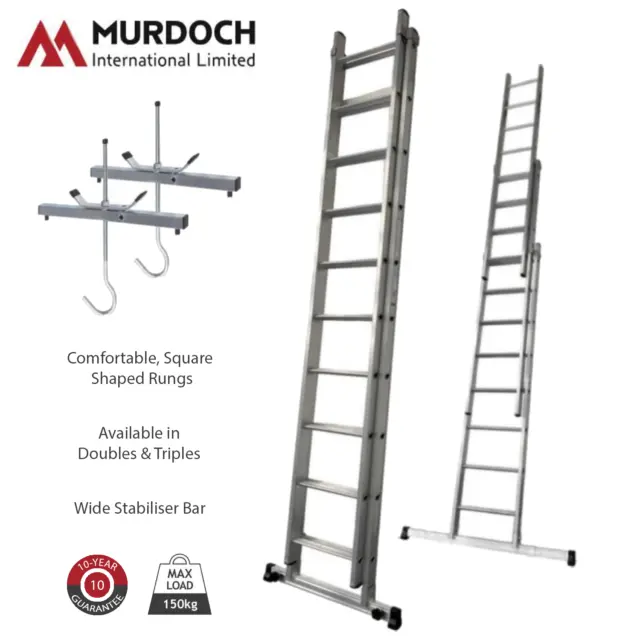 Double & Triple Ladders 2-3 Section Aluminium Extension Ladders
