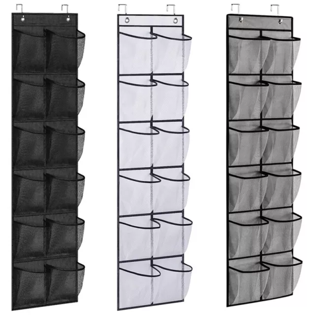 12 Pocket Shoe Holder Organiser Over The Door Hanging Shelf Rack Storage Hook