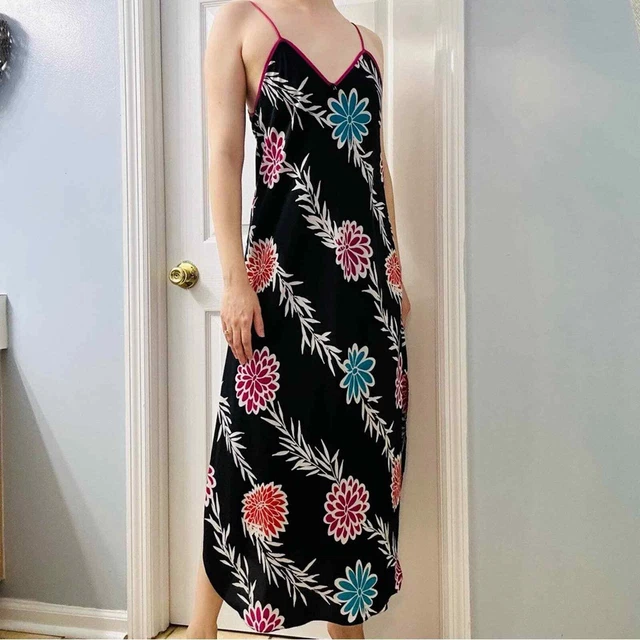 Christian Dior Vintage Lingerie Slip Dress Floral Multicolor Boho 90s Medium
