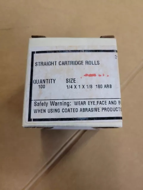 Straight Cartridge Rolls 1/4 X 1 X 1/8 180 Grit 100 Pieces