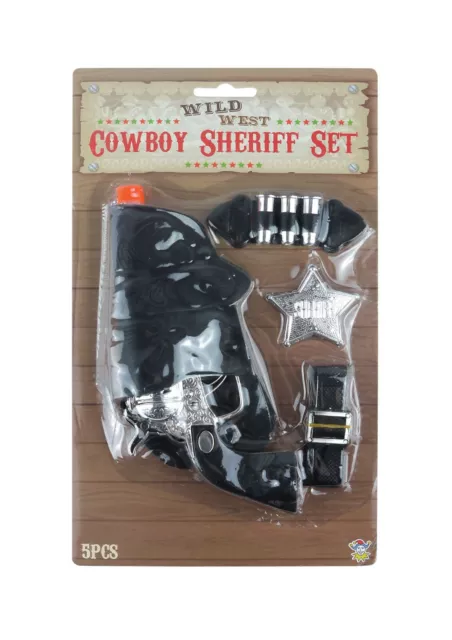 Cowboy Wild West Sheriff Set Pistol Gun Belt Holster Bullet & Badge Fancy Dress