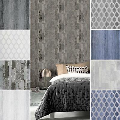 Arthouse Palazzo A Righe Argento Navy Grigio Glitter Carta da parati in vinile pesi massimi 