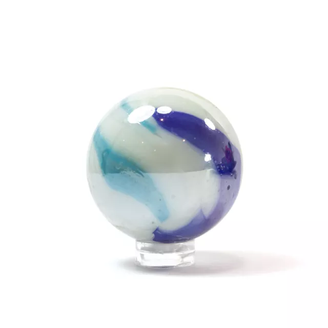 Glaskugel Opak Weiß Blau gebändert (40mm)
