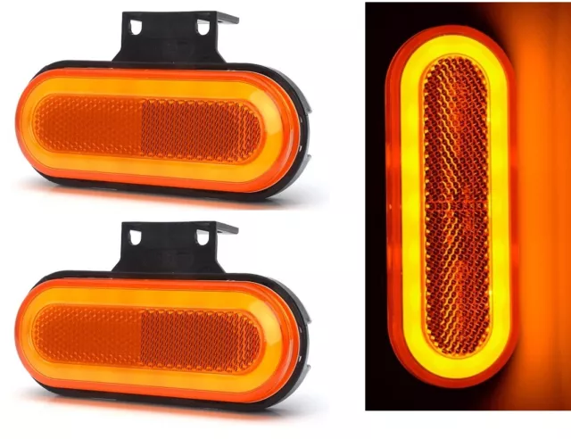 2x Lateral Naranja Ámbar Neón Ovalado 12-24V LED Marcador Luces Para Volvo DAF