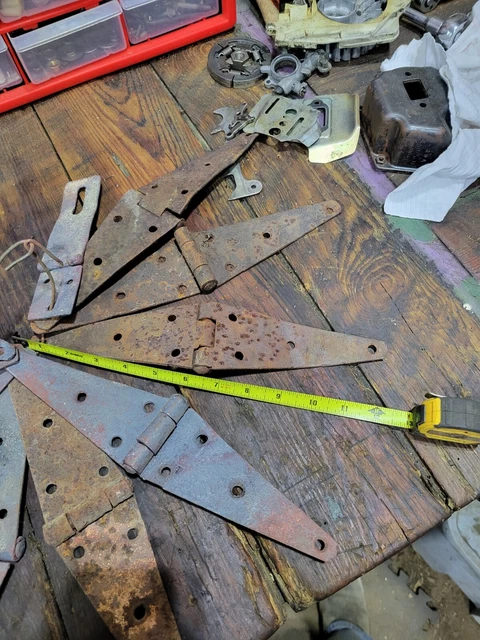 8 12" Vintage Antique Farm Barn Door Hinge Lot Steampunk Rustic Primitive 2