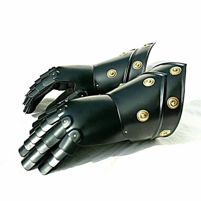 Medieval Knight Gauntlets Functional Armor Gloves Leather Steel SCA LARP Vintage