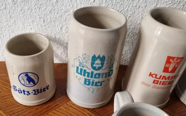 10 Tolle alte 0,5 & 1 Liter Steingut Bierkrüge Geislingen / Umgebung um 1950/60 2