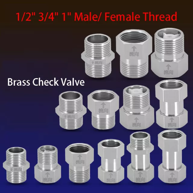 1/2" 3/4" 1" Non Return Valves Brass BSP Male Female Thread Check Valve One Way
