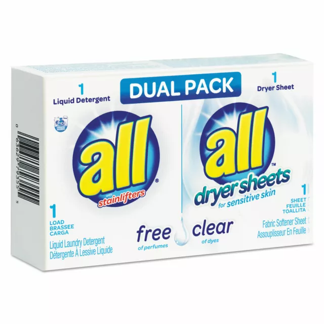 All Free Clear HE Liquid Laundry Detergent/Dryer Sheet Dual Vend Pack 100/Ctn