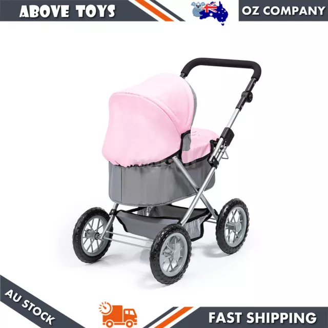 Bayer Adjustable Handle Height Trendy Pram Grey With Pink Trim & Butterfly Motif