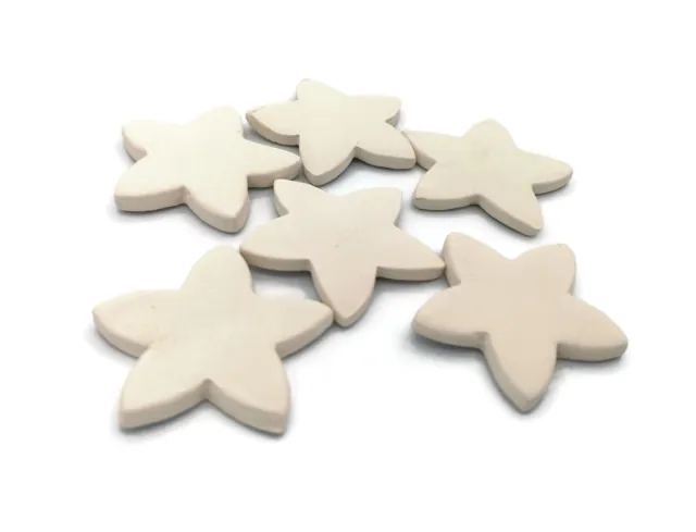 6Pc 45mm Ceramic Bisque Tiles Star Shape Blank Mosaic Tile For Crafts Unpainted