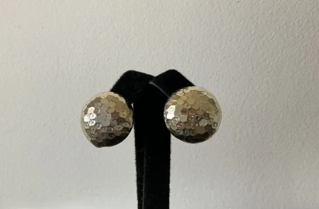 JOAN RIVERS Hammered Silver Tone  Round Dome Clip On Earrings