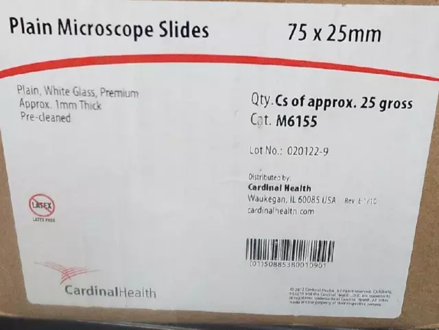 Box of Plain Microscope Slide, M6155 / 75 x 25 x 1mm  by Cardinal Health