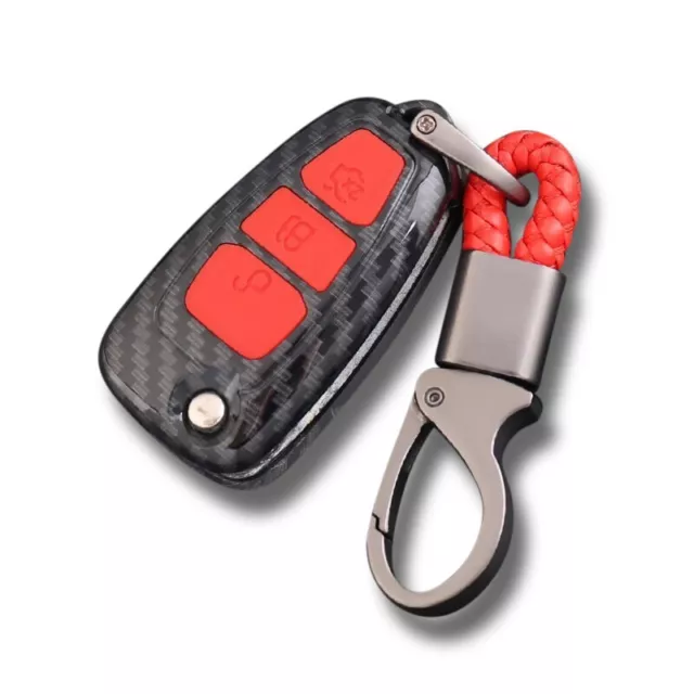 3 Button Carbon Remote Key Fob Shell Case Cover Red Ford Focus Kuga C-Max Galaxy