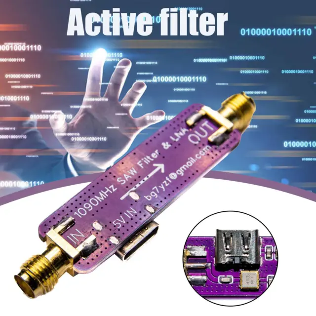 2Pcs  1090MHz ADS-B Active SAW Filter & LNA Low Noise Amplifier SMA Connectors.m